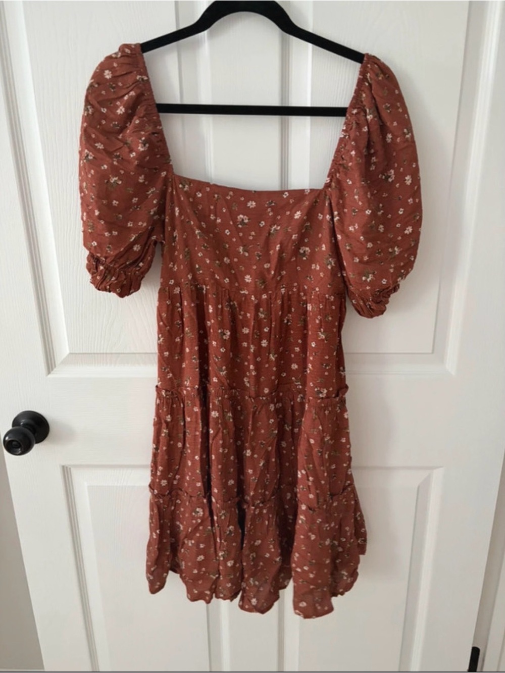 Storia Small Rust Floral Puff Sleeve Women’s Dress